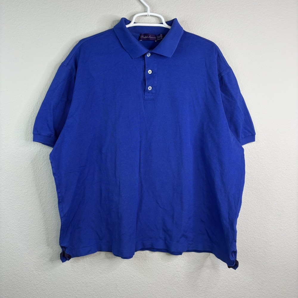 Ralph Lauren Polo Shirt Mens XXL Blue Golf Short Sleeve Purple Label Preppy *